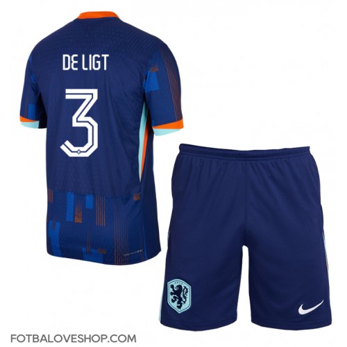 Holandsko Matthijs de Ligt #3 Dětské Venkovní Dres ME 2024 Krátký Rukáv (+ trenýrky)