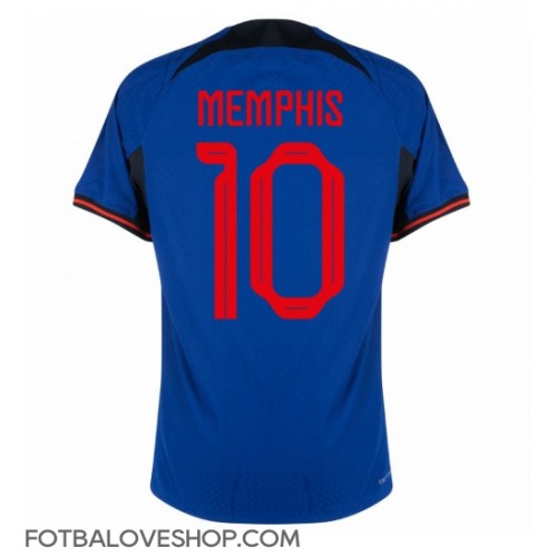 Holandsko Memphis Depay #10 Venkovní Dres MS 2022 Krátký Rukáv