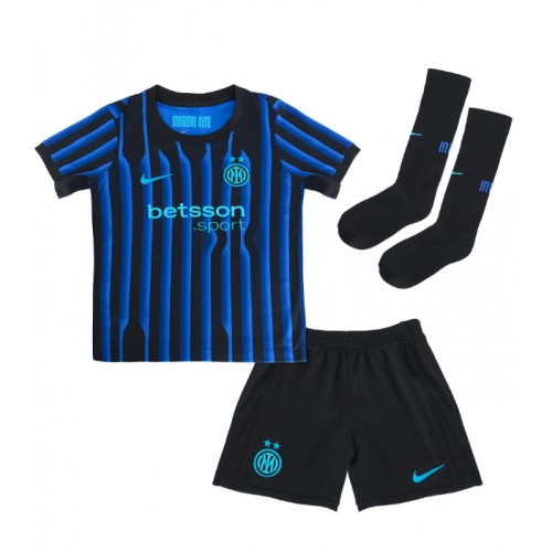 Inter Milan Alessandro Bastoni #95 Dětské Domácí Dres 2025-26 Krátký Rukáv (+ trenýrky)