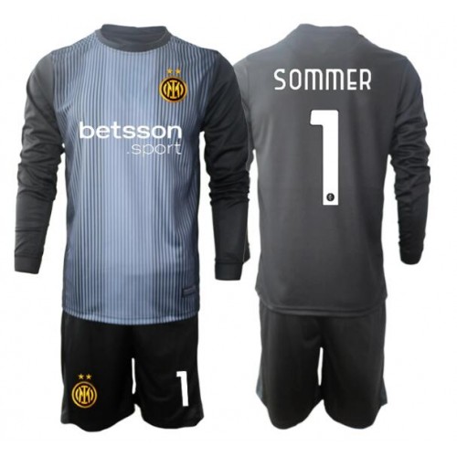 Inter Milan Yann Sommer #1 Brankářské Dětské Domácí Dres 2025-26 Dlouhý Rukáv (+ trenýrky)