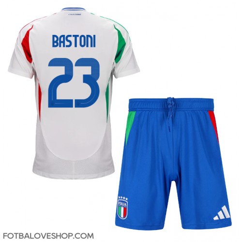 Itálie Alessandro Bastoni #23 Dětské Venkovní Dres ME 2024 Krátký Rukáv (+ trenýrky)