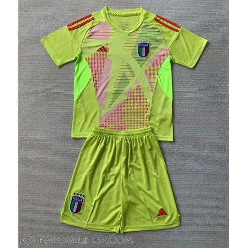 Itálie Brankářské Dětské Domácí Dres ME 2024 Krátký Rukáv (+ trenýrky)