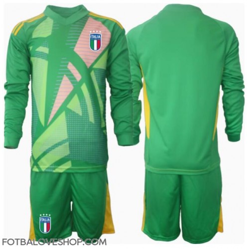 Itálie Brankářské Dětské Venkovní Dres ME 2024 Dlouhý Rukáv (+ trenýrky)