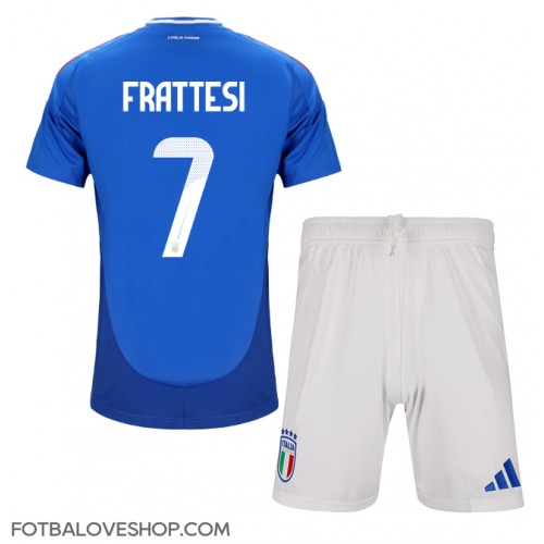 Itálie Davide Frattesi #7 Dětské Domácí Dres ME 2024 Krátký Rukáv (+ trenýrky)