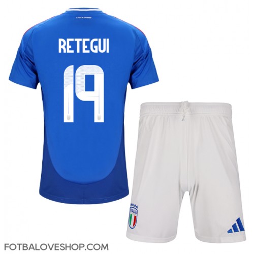 Itálie Mateo Retegui #19 Dětské Domácí Dres ME 2024 Krátký Rukáv (+ trenýrky)
