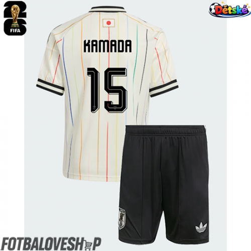 Japonsko Daichi Kamada #15 Dětské Venkovní Dres MS 2026 Krátký Rukáv (+ trenýrky)