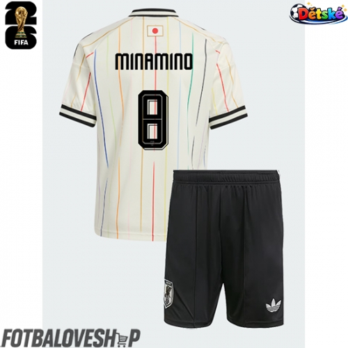 Japonsko Takumi Minamino #8 Dětské Venkovní Dres MS 2026 Krátký Rukáv (+ trenýrky)