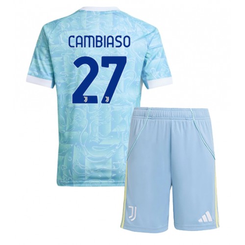 Juventus Andrea Cambiaso #27 Dětské Venkovní Dres 2025-26 Krátký Rukáv (+ trenýrky)