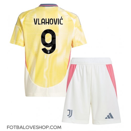 Juventus Dusan Vlahovic #9 Dětské Venkovní Dres 2024-25 Krátký Rukáv (+ trenýrky)
