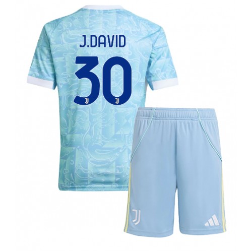 Juventus Jonathan David #30 Dětské Venkovní Dres 2025-26 Krátký Rukáv (+ trenýrky)