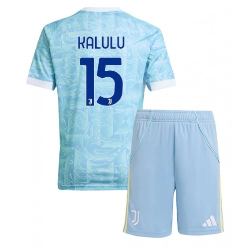 Juventus Pierre Kalulu #15 Dětské Venkovní Dres 2025-26 Krátký Rukáv (+ trenýrky)
