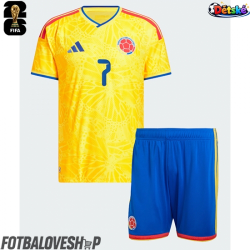 Kolumbie Luis Diaz #7 Dětské Domácí Dres MS 2026 Krátký Rukáv (+ trenýrky)