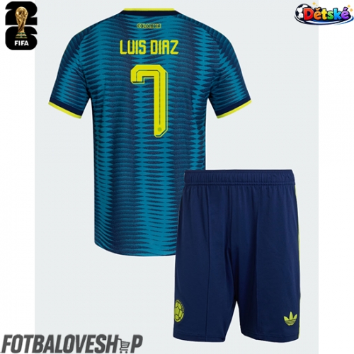 Kolumbie Luis Diaz #7 Dětské Venkovní Dres MS 2026 Krátký Rukáv (+ trenýrky)