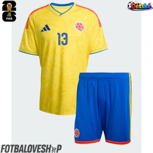 Kolumbie Yerry Mina #13 Dětské Domácí Dres MS 2026 Krátký Rukáv (+ trenýrky)