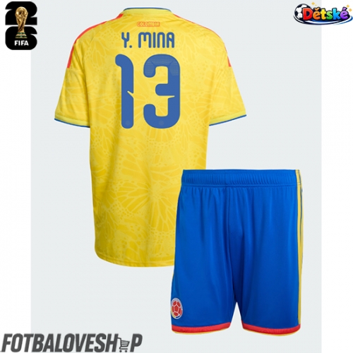 Kolumbie Yerry Mina #13 Dětské Domácí Dres MS 2026 Krátký Rukáv (+ trenýrky)
