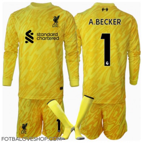 Liverpool Alisson Becker #1 Brankářské Dětské Alternativní Dres 2024-25 Dlouhý Rukáv (+ trenýrky)