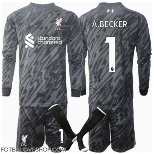 Liverpool Alisson Becker #1 Brankářské Dětské Domácí Dres 2024-25 Dlouhý Rukáv (+ trenýrky)