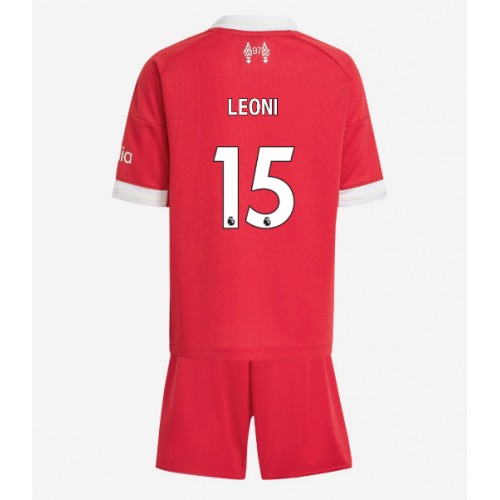 Liverpool Giovanni Leoni #15 Dětské Domácí Dres 2025-26 Krátký Rukáv (+ trenýrky)
