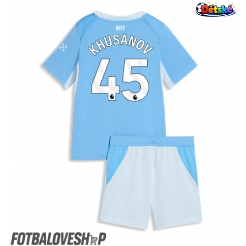 Manchester City Abdukodir Khusanov #45 Dětské Domácí Dres 2026-27 Krátký Rukáv (+ trenýrky)