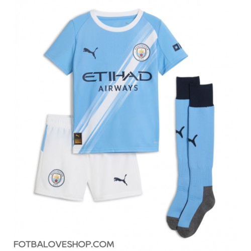 Manchester City Erling Haaland #9 Dětské Domácí Dres 2025-26 Krátký Rukáv (+ trenýrky)