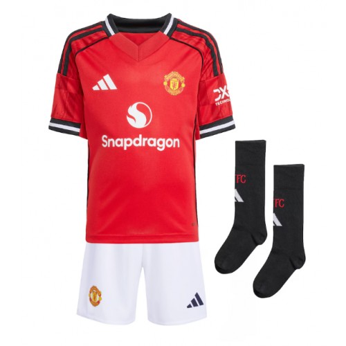 Manchester United Bruno Fernandes #8 Dětské Domácí Dres 2025-26 Krátký Rukáv (+ trenýrky)