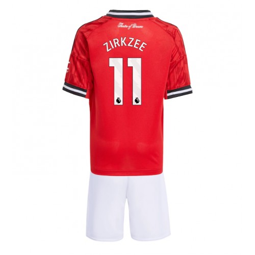 Manchester United Joshua Zirkzee #11 Dětské Domácí Dres 2025-26 Krátký Rukáv (+ trenýrky)