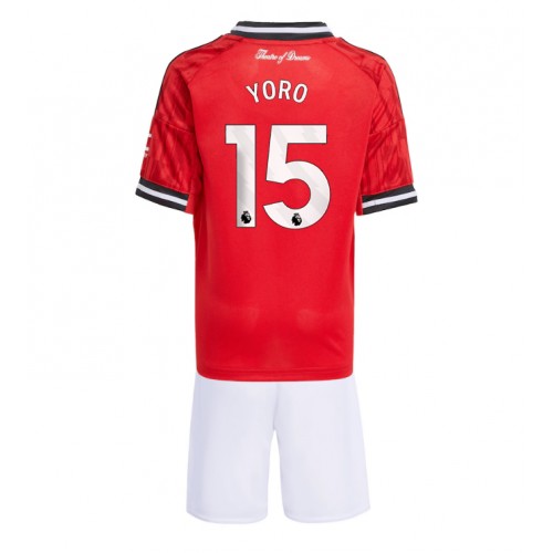 Manchester United Leny Yoro #15 Dětské Domácí Dres 2025-26 Krátký Rukáv (+ trenýrky)