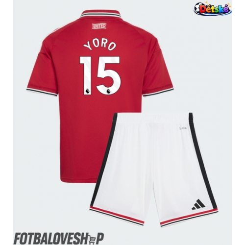 Manchester United Leny Yoro #15 Dětské Domácí Dres 2026-27 Krátký Rukáv (+ trenýrky)