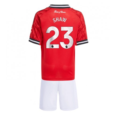 Manchester United Luke Shaw #23 Dětské Domácí Dres 2025-26 Krátký Rukáv (+ trenýrky)