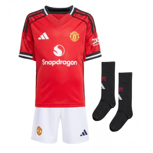 Manchester United Manuel Ugarte #25 Dětské Domácí Dres 2025-26 Krátký Rukáv (+ trenýrky)