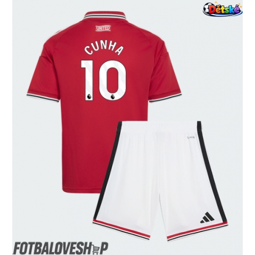 Manchester United Matheus Cunha #10 Dětské Domácí Dres 2026-27 Krátký Rukáv (+ trenýrky)