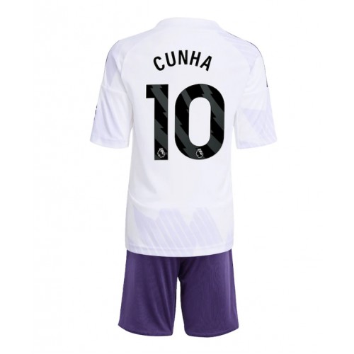 Manchester United Matheus Cunha #10 Dětské Venkovní Dres 2025-26 Krátký Rukáv (+ trenýrky)
