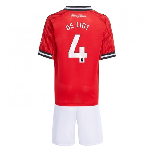 Manchester United Matthijs de Ligt #4 Dětské Domácí Dres 2025-26 Krátký Rukáv (+ trenýrky)