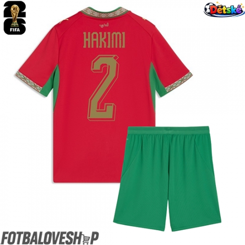 Maroko Achraf Hakimi #2 Dětské Domácí Dres MS 2026 Krátký Rukáv (+ trenýrky)