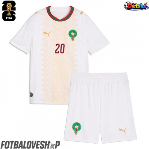 Maroko Ayoub El Kaabi #20 Dětské Venkovní Dres MS 2026 Krátký Rukáv (+ trenýrky)