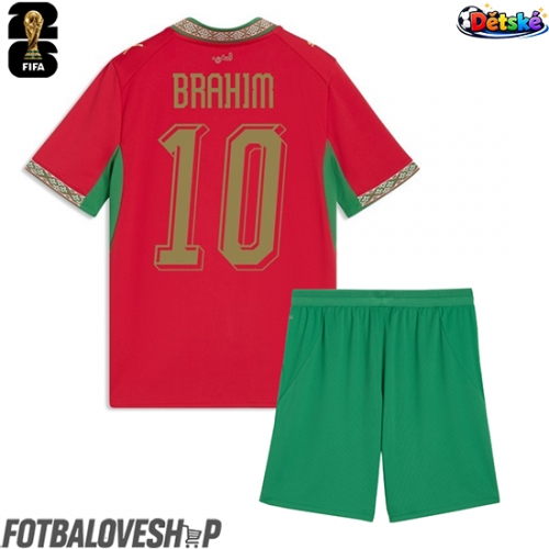 Maroko Brahim Diaz #10 Dětské Domácí Dres MS 2026 Krátký Rukáv (+ trenýrky)
