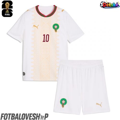 Maroko Brahim Diaz #10 Dětské Venkovní Dres MS 2026 Krátký Rukáv (+ trenýrky)