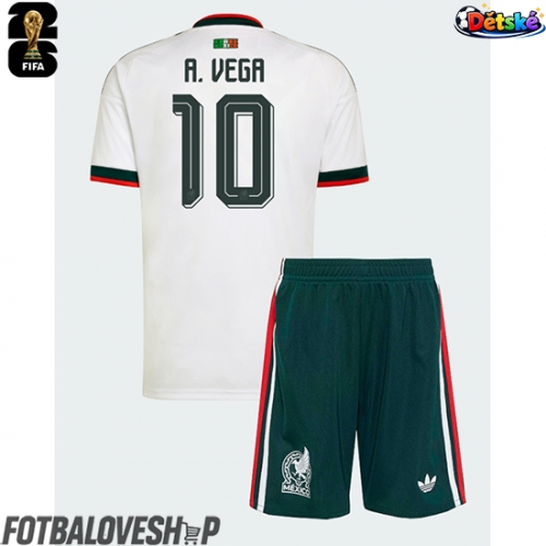 Mexiko Alexis Vega #10 Dětské Venkovní Dres MS 2026 Krátký Rukáv (+ trenýrky)