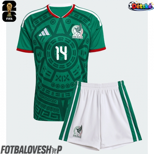 Mexiko Erick Sanchez #14 Dětské Domácí Dres MS 2026 Krátký Rukáv (+ trenýrky)