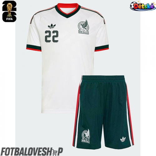 Mexiko Hirving Lozano #22 Dětské Venkovní Dres MS 2026 Krátký Rukáv (+ trenýrky)