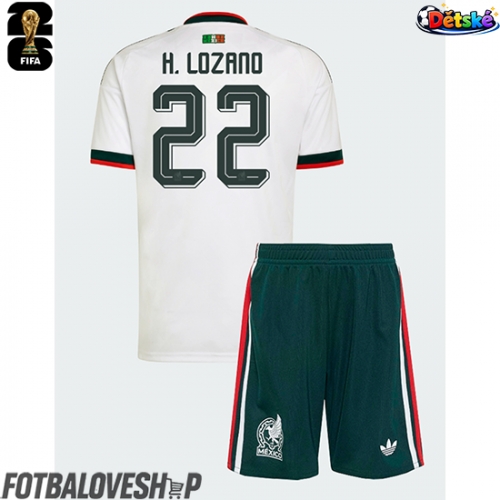 Mexiko Hirving Lozano #22 Dětské Venkovní Dres MS 2026 Krátký Rukáv (+ trenýrky)