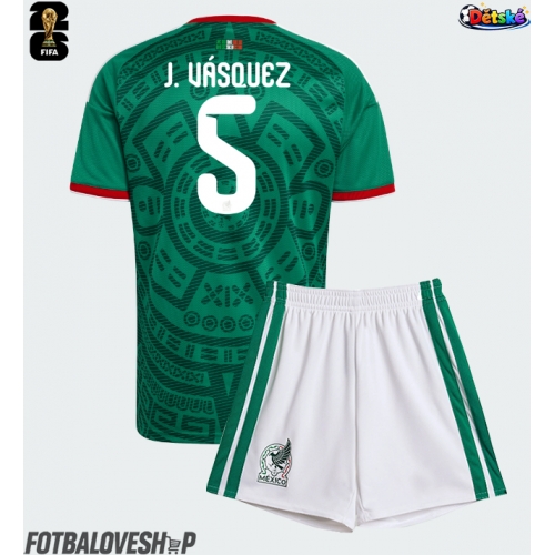 Mexiko Johan Vasquez #5 Dětské Domácí Dres MS 2026 Krátký Rukáv (+ trenýrky)