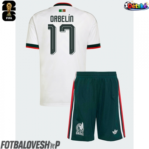 Mexiko Orbelin Pineda #17 Dětské Venkovní Dres MS 2026 Krátký Rukáv (+ trenýrky)