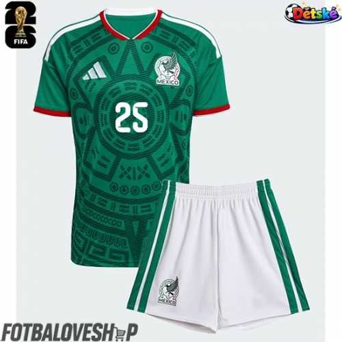 Mexiko Roberto Alvarado #25 Dětské Domácí Dres MS 2026 Krátký Rukáv (+ trenýrky)