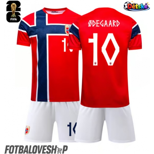 Norsko Martin Odegaard #10 Dětské Domácí Dres MS 2026 Krátký Rukáv (+ trenýrky)