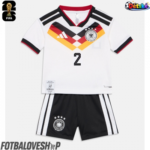 Německo Antonio Rudiger #2 Dětské Domácí Dres MS 2026 Krátký Rukáv (+ trenýrky)