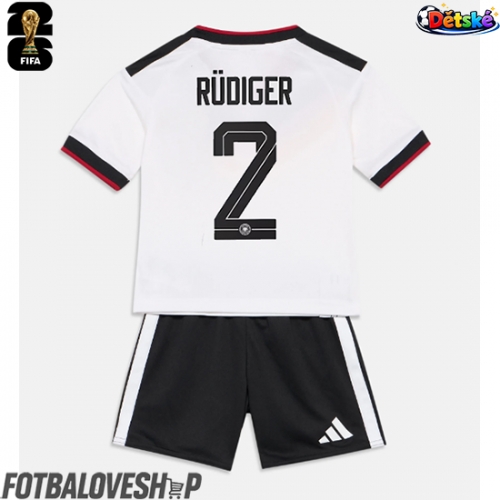 Německo Antonio Rudiger #2 Dětské Domácí Dres MS 2026 Krátký Rukáv (+ trenýrky)