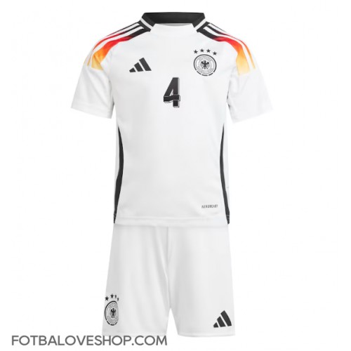 Německo Jonathan Tah #4 Dětské Domácí Dres ME 2024 Krátký Rukáv (+ trenýrky)