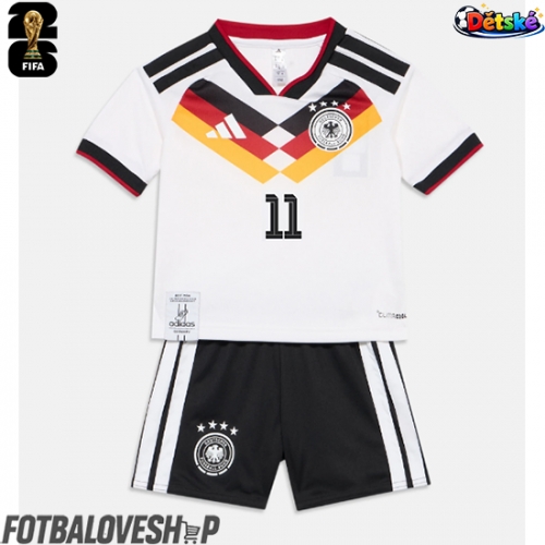 Německo Nick Woltemade #11 Dětské Domácí Dres MS 2026 Krátký Rukáv (+ trenýrky)