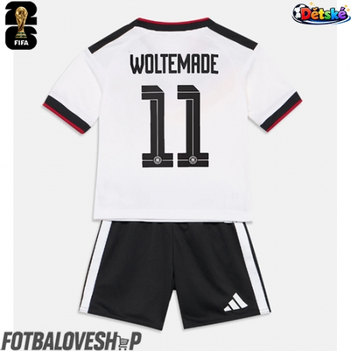 Německo Nick Woltemade #11 Dětské Domácí Dres MS 2026 Krátký Rukáv (+ trenýrky)